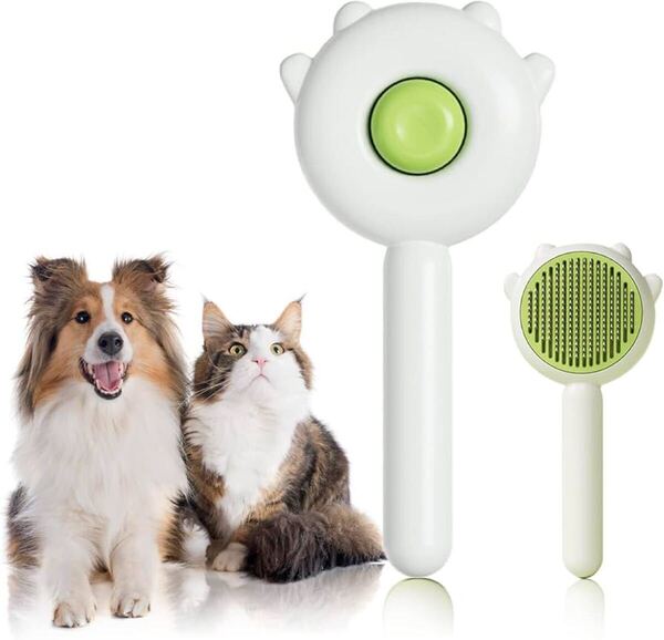 ペットブラシ 猫 ブラシ 犬 ブラシ BB1574 猫用ブラシ スリッカーブラシ 犬 ペット用ブラシ ワンプッシュ式 マッサージ 丸洗い可能
