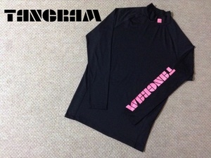 * прекрасный товар * язык грамм Golf стрейч Fit Logo mok шея рубашка с длинным рукавом чёрный черный M размер рукав принт TANGRAM GOLF TGS-MT74