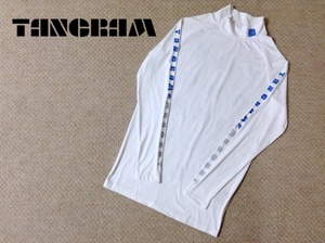 * прекрасный товар * язык грамм Golf стрейч Fit Logo mok шея рубашка с длинным рукавом белый синий белый S размер рукав принт TANGRAM GOLF TGS-MT24