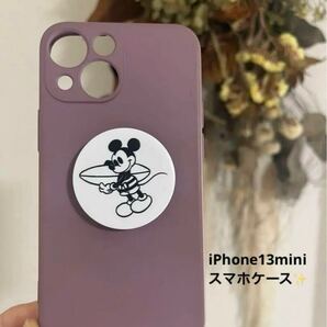 サーフィンミッキー×パープル ソフト iPhone13mini スマホケース