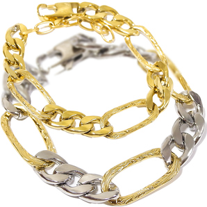 ハワイアンジュエリー ブレスレット フィガロ スクロール サージカル ステンレス レディース メンズ 半永久的な輝きをお楽しみ頂けます