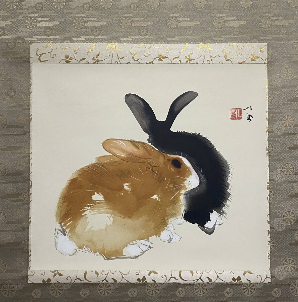 依田万実、【野うさぎ】、希少な額装用画集より、新品額装付、状態良好