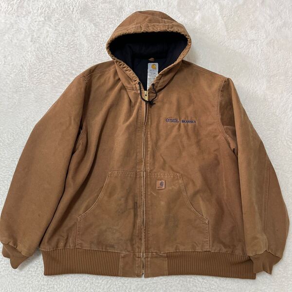 メキシコ製carharttメンズ3XL カーハート アクティブジャケット 14806 ダック 古着 ブラウン アクティブパーカー