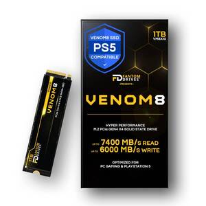 【中古】Fantom Drives VENOM8 1TB NVMe Gen 4 M.2 SSD Playstation 5 (PS5) ゲーミングP