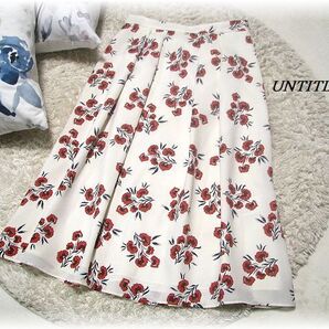 送料無料*アンタイトル/UNTITLED*フラワープリントタックフレアスカート/ポリエステル/ウォッシャブル