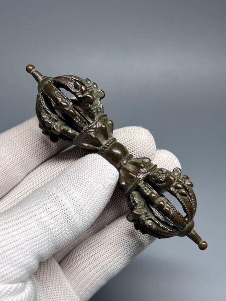 古美術 古銅 細工 チベット 密宗密教 九股金剛杵 仏具 法器