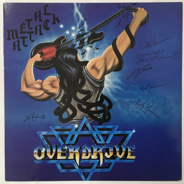 メンバーサイン付き OVERDRIVE METAL ATTACK プロモ写真 スウェーデン盤