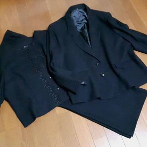 ◇新品31号◇高品質*礼服*ブラックフォーマル*アンサンブルパンツスーツ3点*大きいサイズ*SORITEAL*