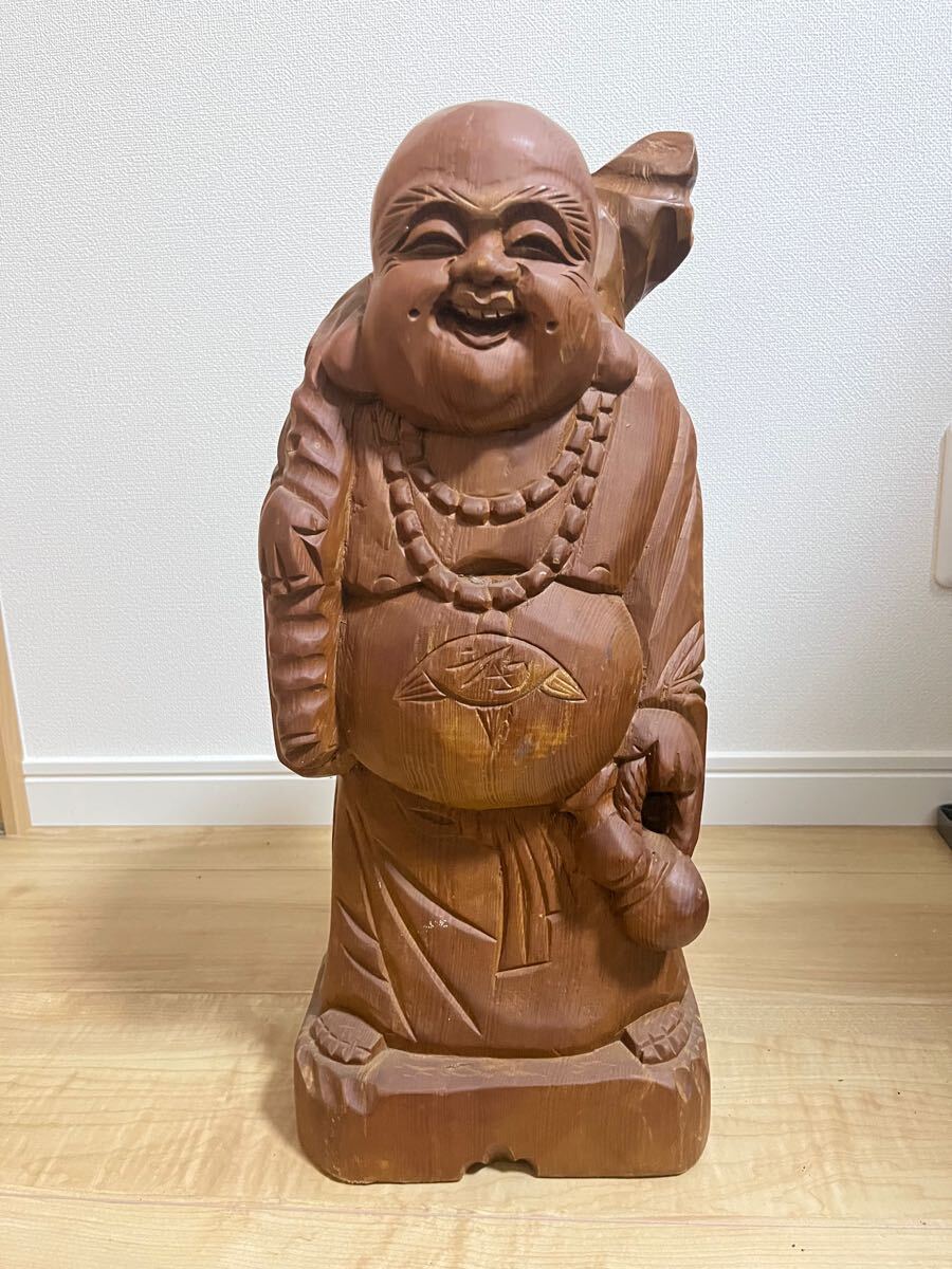 特大高級骨董品　超特大面　布袋様　木彫 特大高級骨董品超特大面布袋様木彫