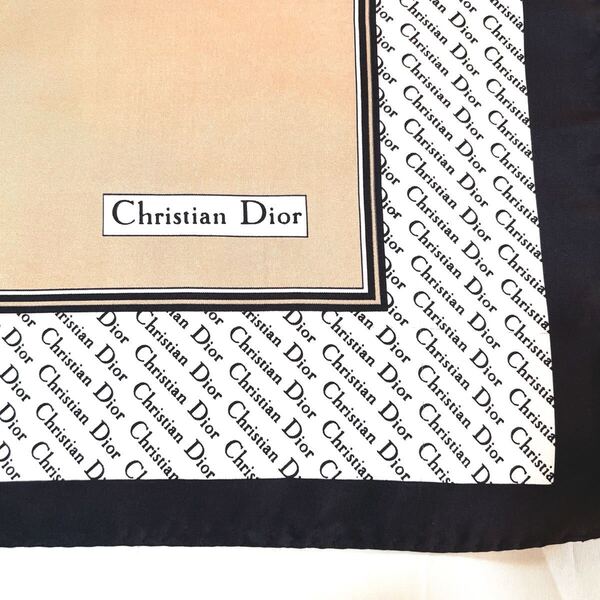 ChristianDior クリスチャンディオール ロゴ スカーフ シルク 黒系 送料無料