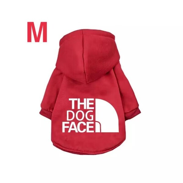 新品未使用Thedogfaceドッグフェイス 犬服パーカーペット洋服ドッグウェア赤Мサイズ