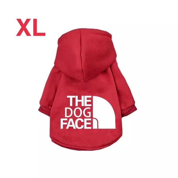 新品未使用◎Thedogfaceドッグフェイス 犬服パーカーペット洋服ドッグウェア赤XLサイズ