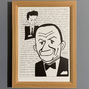 ■和田誠■「フランク・シナトラ 1974」/B5額装品/似顔絵/歌手/俳優/貴重イラスト/印刷物/インテリア G1332b