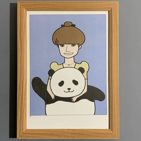 ■和田誠■「黒柳徹子 1977」/B5額装品/似顔絵/女優/タレント/司会者/貴重イラスト/印刷物/インテリア G1449