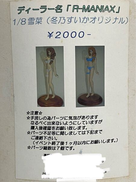 A2 1/8 雪菜 冬乃すいかオリジナル R-MANIAX WF ワンダーフェスティバル イベント限定品 レジンキャストキット