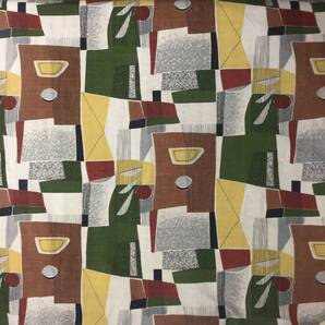 【激レア 極上】Vintage 40s 50s ミッドセンチュリーモダン MCM アート ジオメトリー プリント テキスタイル 生地 ファブリック アトミック