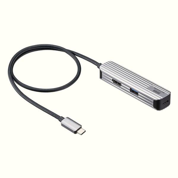 【売り切り】サンワサプライ 400-HUBC11GM USBハブ 小型 ドッキングステーション アルミ素材 ケーブル長50cm