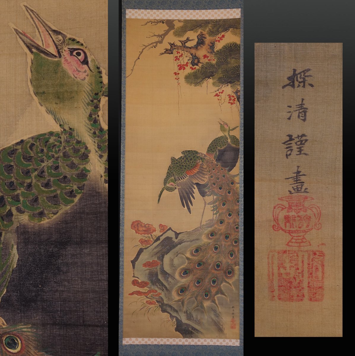 Yahoo!オークション -「掛け軸 孔雀」(花鳥、鳥獣) (日本画)の Yahoo!オークション -「掛け軸 孔雀」(花鳥、鳥獣) (日本画)の