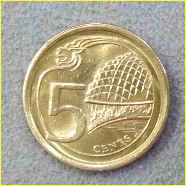 シンガポール 20セント硬貨 5枚(アジア)｜売買された