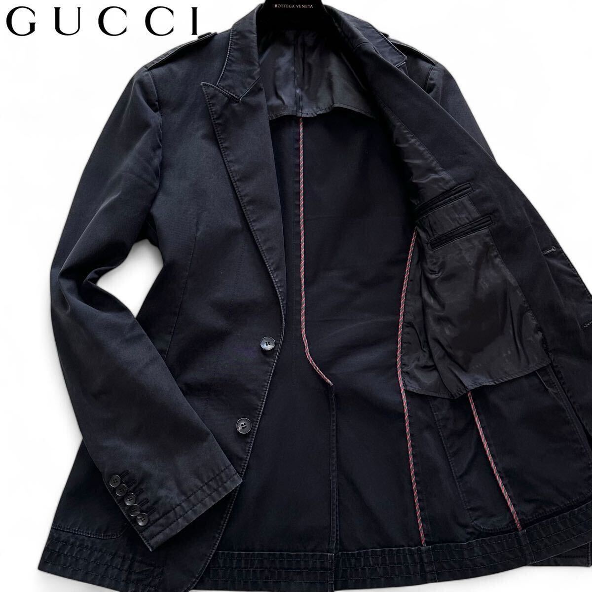希少ꕥGUCCI トムフォード期 テーラードジャケット シェリーライン 黒 ジャケット・アウター - ジャケット・アウター