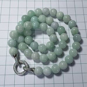 R2-0175 天然本翡翠 一品一図 ミャンマー産天然翡翠 ネックレス約44cm 天然石 9.0mm一点物 希少 縁起物 お守り パワーストーン