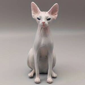 リアル スフィンクス 猫 グレー 8.5cm 置物 かわいい 樹脂 動物像 レジン ねこ ミニチュア インテリア 庭 フィギュア ネコ アニマル t3578