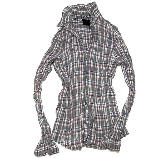 定価3.8万 junhashimoto DURALUMIN WRINKLE CHECK SHIRTS 3 ジュンハシモト ジュラルミンボタンチェックシャツ wjk akm 1piu