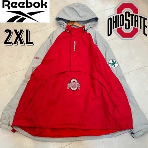 リーボック reebok×Ohio State カレッジロゴ ビッグロゴ アウター・ブルゾン・ナイロンジャケット 2XL ビッグサイズ・大きいサイズ