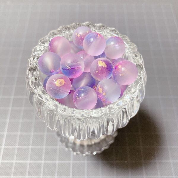 ガラスビーズ 青 紫 40個セット 10mm 金箔入り 手芸 アクセサリー ビーズ