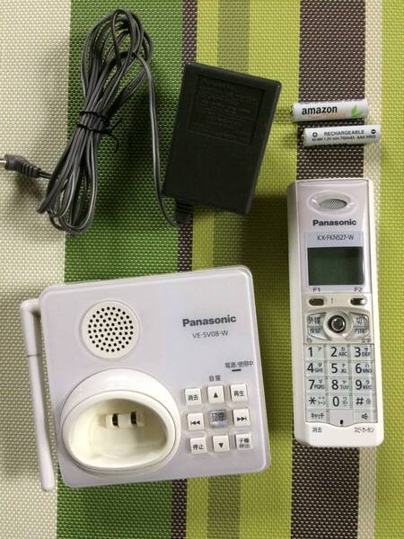 文字消え★送料無料★Panasonic★純正★電話機★充電台親機 VE-SV08DL★子機 KX-FKN527-W★電源アダプター★中古★動作品★返金保証あり★