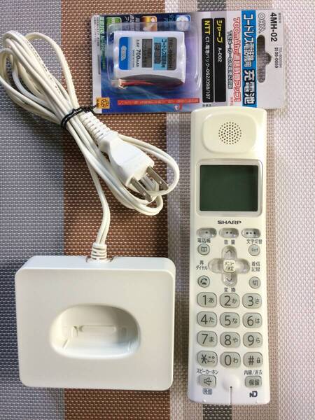 薄い黄ばみあり★送料無料★SHARP★シャープ★純正★子機★増設子機★JD-KS28★充電台 付属★中古★動作品★返金保証あり★