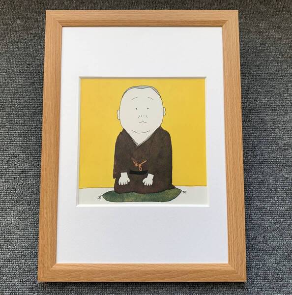 ■和田誠 『柳家小さん』A4サイズ 額入り 貴重イラスト 印刷物 ポスター風デザイン 額装品 アートフレーム インテリア