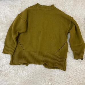 Aunt Marie's 長袖ニットセーター F モスグリーン スリット D594
