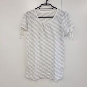 SIMPLE BEAUTY BASIC 半袖 Tシャツ カットソー L ホワイトシルバー ポリエステルレーヨン B425