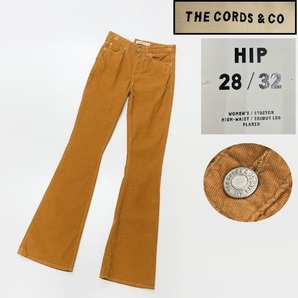 THE CORDS & CO /28/ ブラウン コーデュロイ デニムパンツ ジーンズ ブーツカット タグ付き生地 コットン アウトドア キャンプ バイク ロゴ
