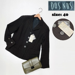 DOS NUS /40/ ブラウン 長袖ジャケット アウターストライプ生地ウール混 クラシック カジュアルフォーマル レトロ ドゥーニー エプダモーダ