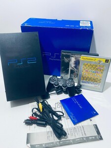 動作品 Sony PS2 プレイステーション2 SCPH-15000ブラック 本体 コントローラ ゲームソフト プレステPlayStation 希少品 箱付(J-9)