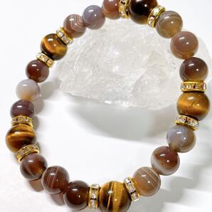 天然石ブレスレット 16㎝ タイガーアイ ボツワナアゲート パワーストーン ブレスレット ハンドメイド
