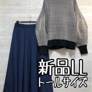新品☆LLトール♪大人おしゃれコーデ♪ニット&ロンスカ♪1万円以上〇A694