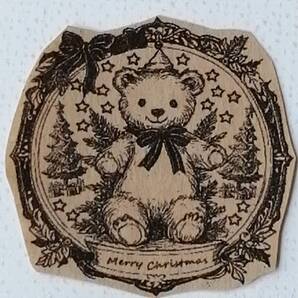 708 くま クリスマス はんこ ハンコ アンティーク スタンプ ゴム印 ラバースタンプ テディベア クリスマスリース クリスマスツリー クマ