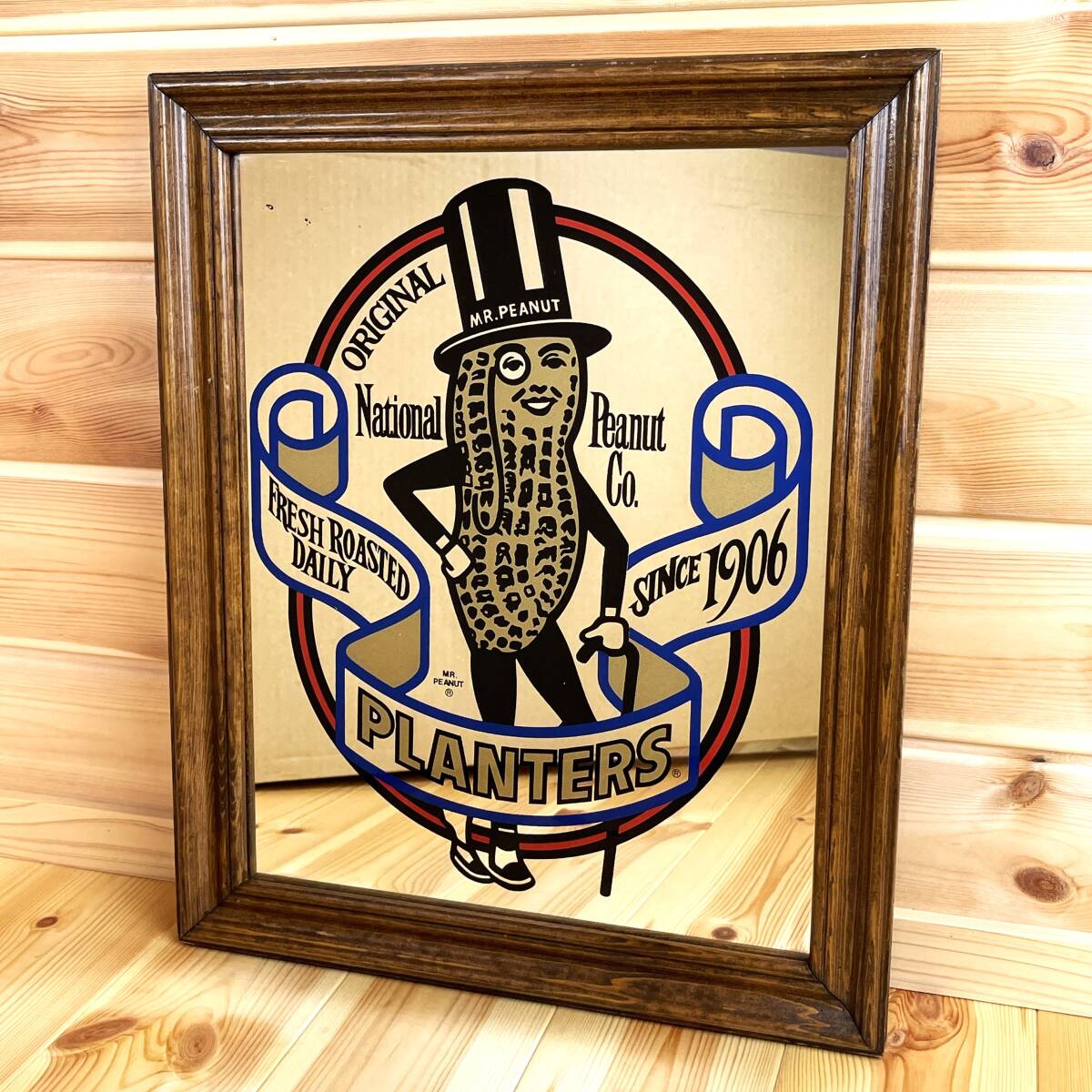 1980’s MR PEANUT ミスターピーナッツ ビンテージ 壁掛け パブミラー 鏡 プランター社 ミラー