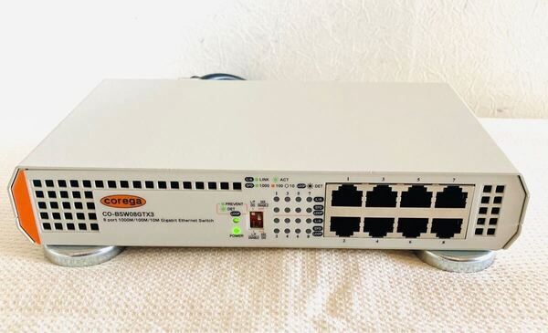 ◆ COREGA GIGA1000 8ポート スイッチングハブ CO-BSW08GTX3 マグネット付き