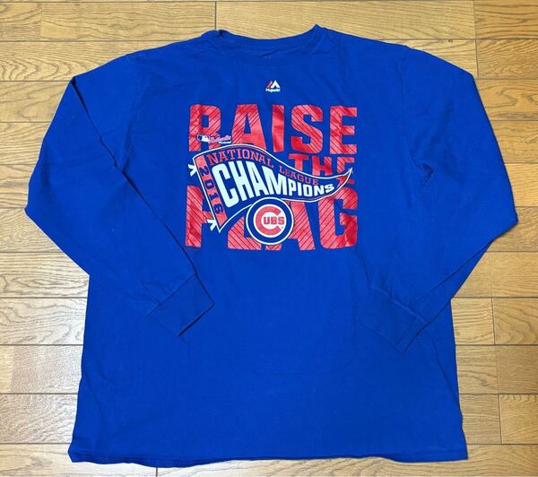 MLB CHICAGO CABS “NATIONAL LAGUE CHAMPIONS” LONG SLEEVE T-SHIRTS (Majestic) size-XL(着丈72身幅60) 中古(美品) 送料無料 NCNR