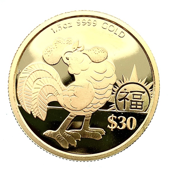 21692 とり 鶏金貨 ツバル エリザベス女王 2017年 24金 純金 6.2g 1/5オンス コイン イエローゴールド コレクション Gold