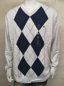 st-C887879512-036-XXL TOMMY HILFIGER トミーヒルフィガー メンズ Vネック セーター アーガイル ホワイト 2XL