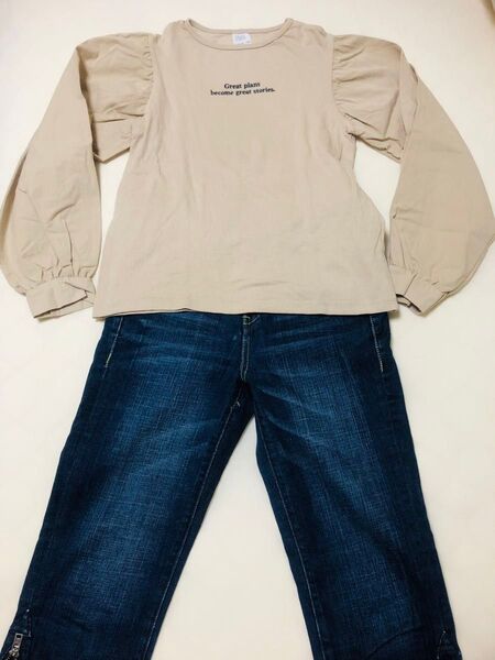 ZARA ザラ kids 長袖Tシャツ ベージュ パフスリーブ 13-14 160 164