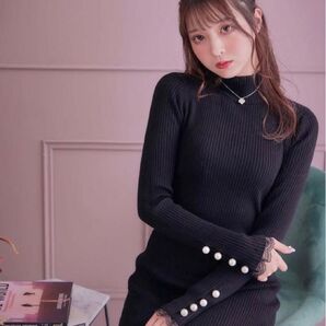 エムエメ ニット ワンピース ブラック パール