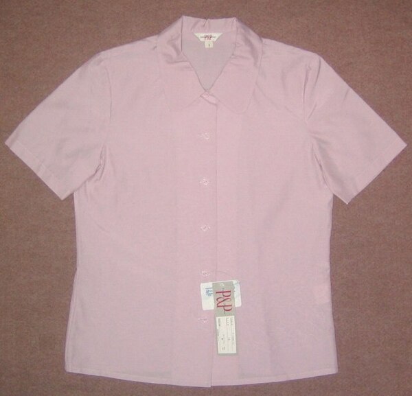送料無料 新品 7号 オフィスブラウス 事務服 OL制服 小さいサイズ ピンク12