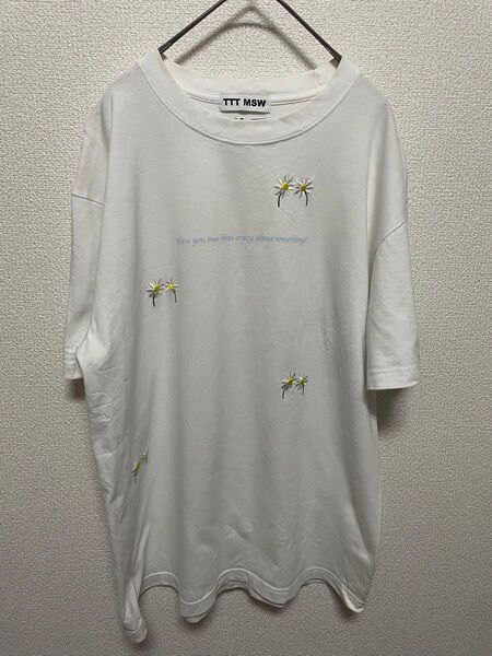 20ss TTT MSW Tシャツ 半袖 フラワー刺繍 ホワイト/FW489