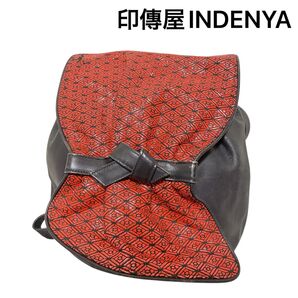 【印傳屋】INDENYA ショルダーバック レザー バッグ レッド ブラック